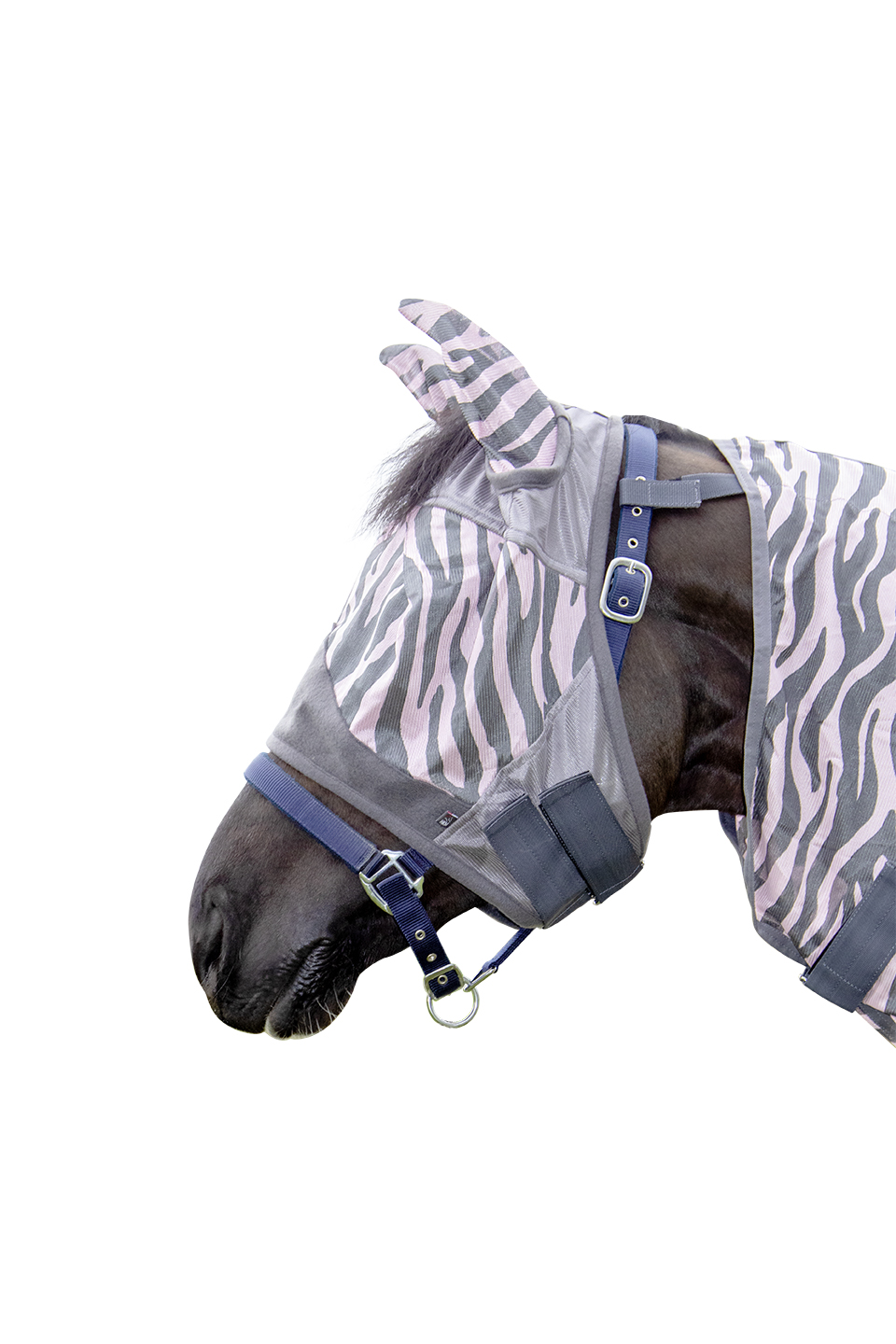 Fliegenschutzmaske "Zebra Rose", rose/schwarz