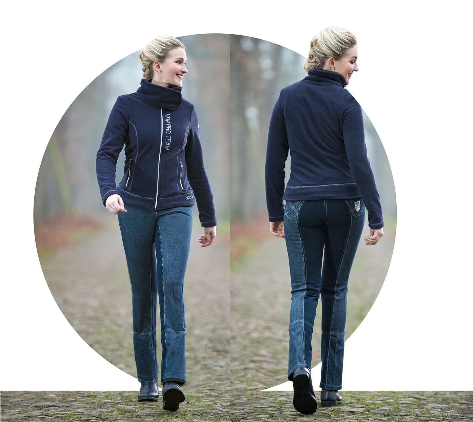 Jodhpur-Reithose "Miss Blink", Alos Wildlederimitat-Vollbesatz, Damen, jeansblau/dunkelblau