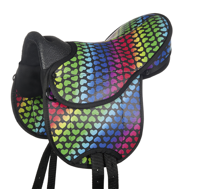Shettysattel-Set "Colourful", schwarz/Herzen