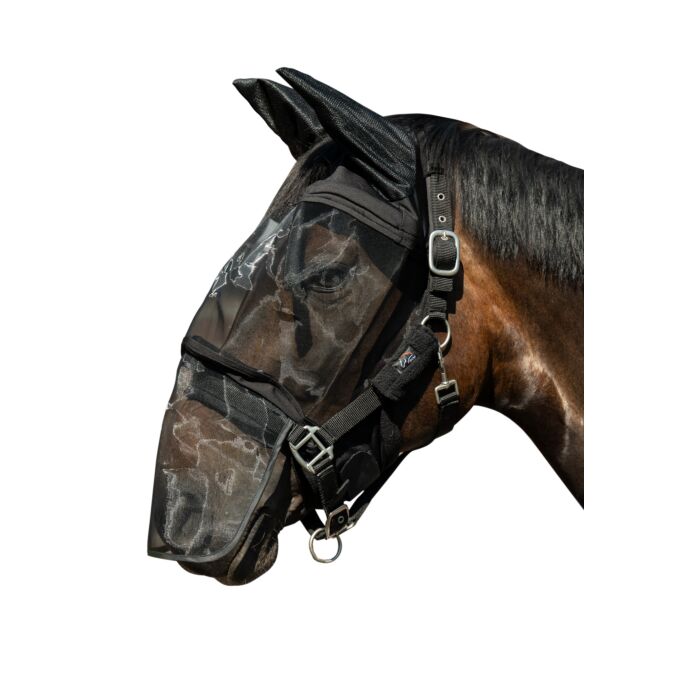 HKM Fliegenschutzmaske "Premium" mit Nüsternschutz,rauchblau,Warmblut,Sale