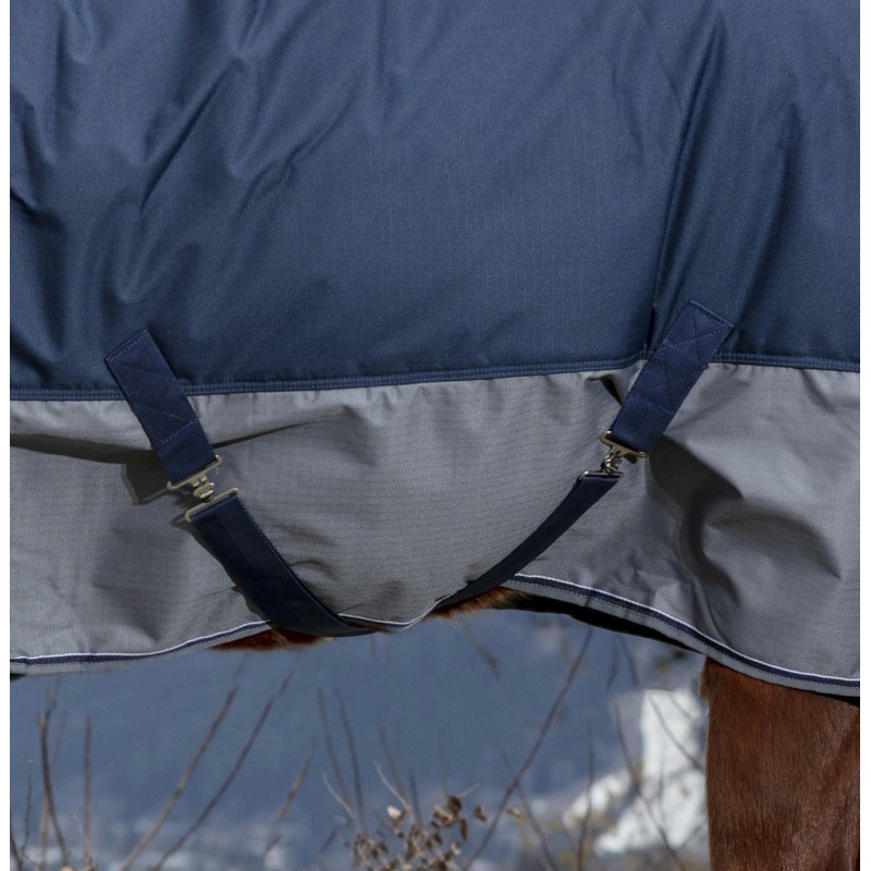 EQUITHÈME "TYREX 600D" High-Neck-Decke, 300g Füllung, Pferdedecke, marineblau/grau, Weidedecke