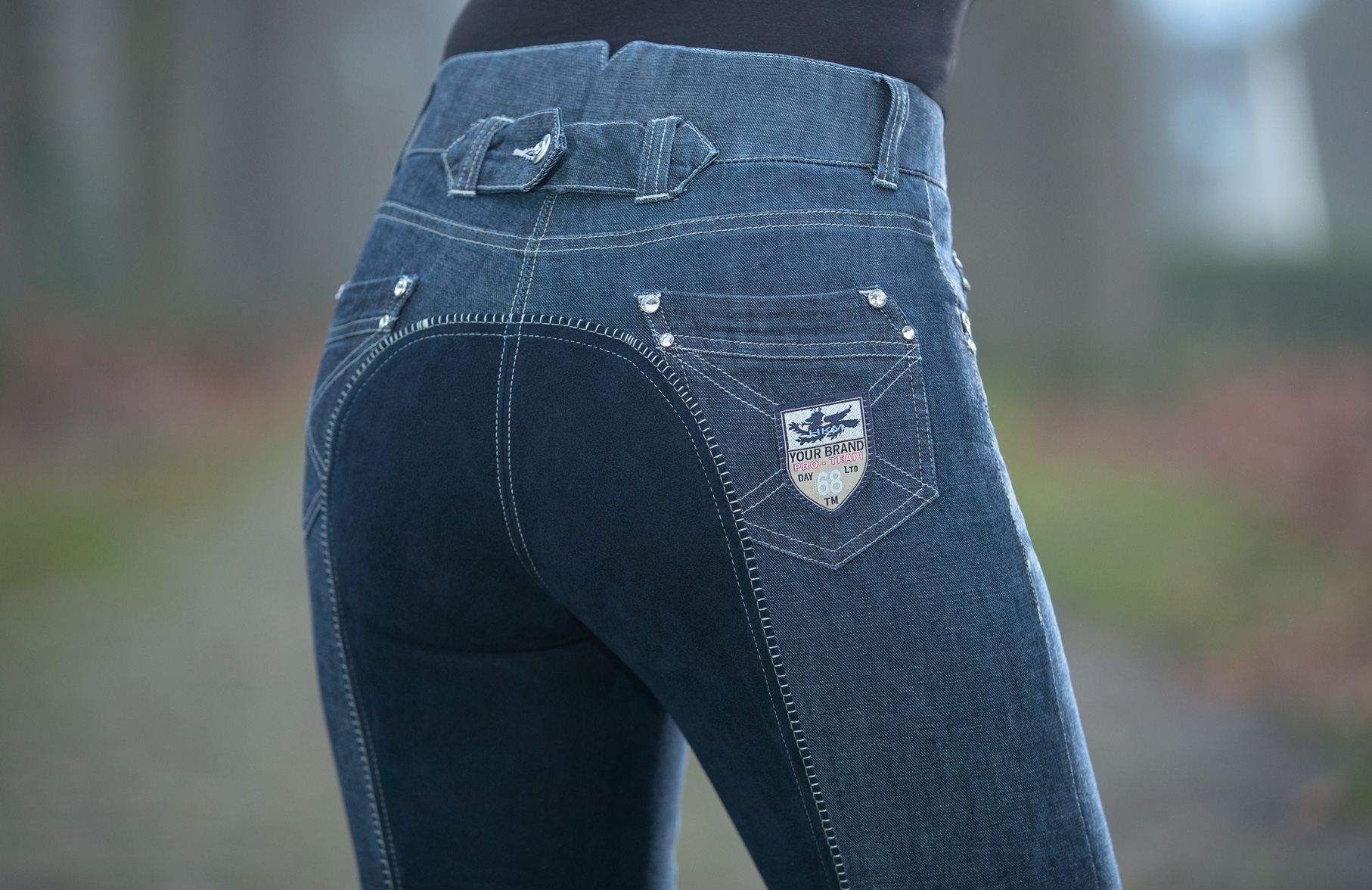Jodhpur-Reithose "Miss Blink", Alos Wildlederimitat-Vollbesatz, Damen, jeansblau/dunkelblau