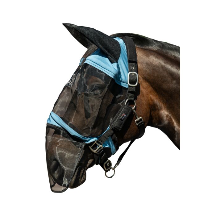 HKM Fliegenschutzmaske "Premium" mit Nüsternschutz,rauchblau,Warmblut,Sale