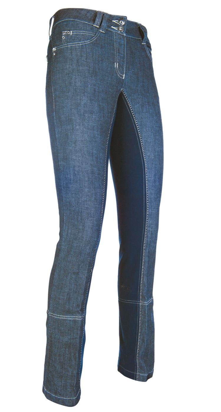 Jodhpur-Reithose "Miss Blink", Alos Wildlederimitat-Vollbesatz, Damen, jeansblau/dunkelblau