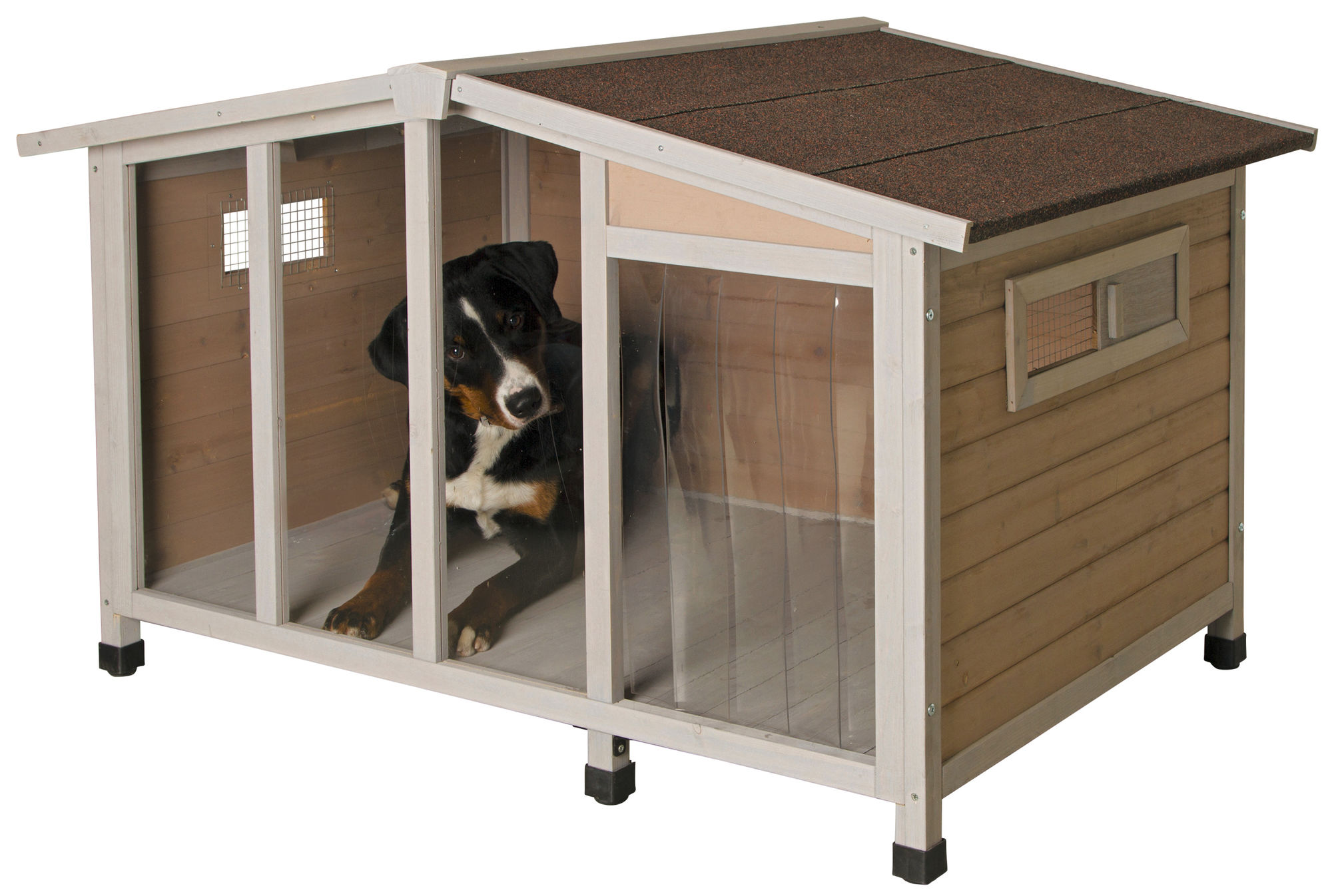Kerbl Hundehütte "Overview", 134 x 92 x 82 cm, lasiertes Holz