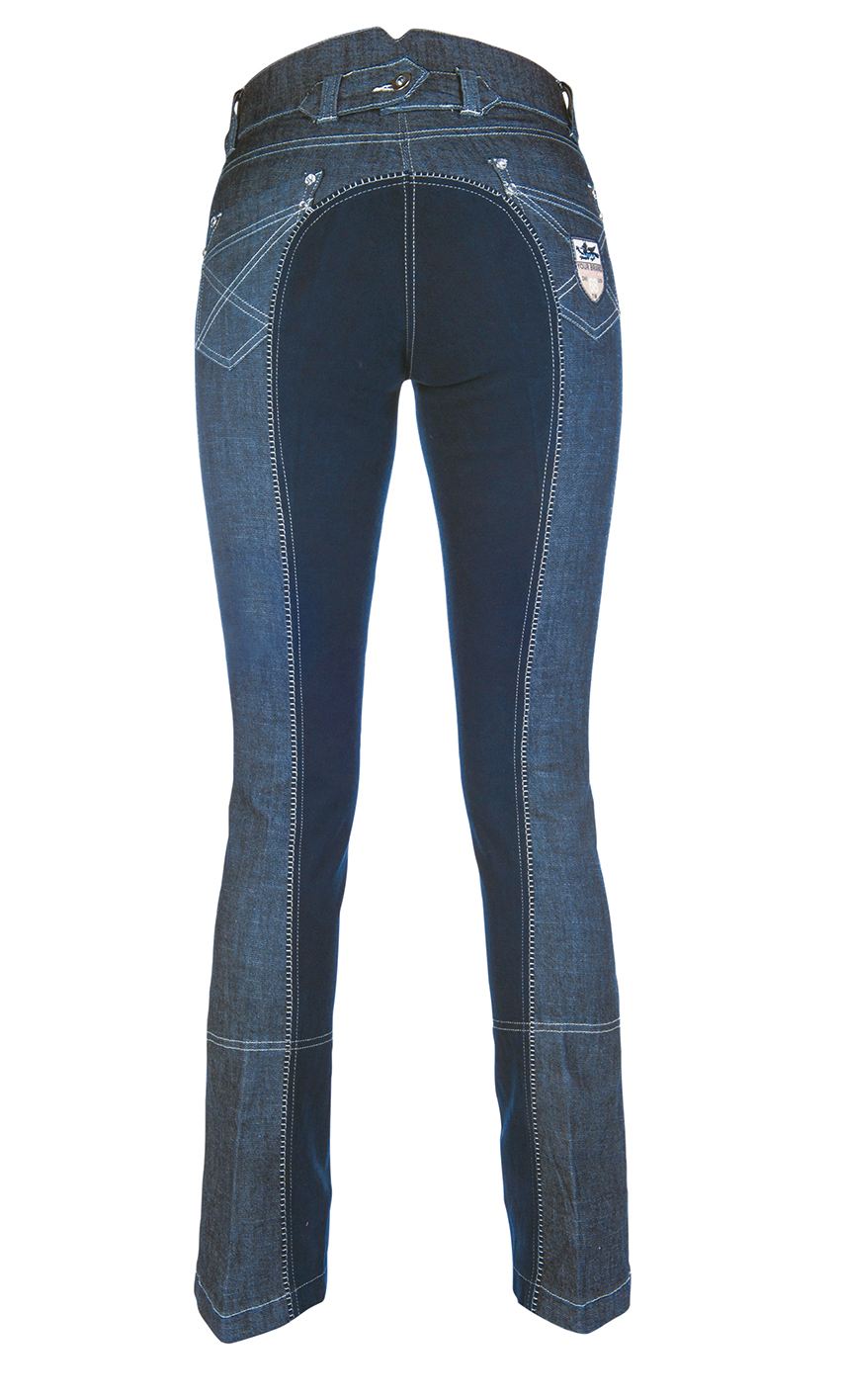 Jodhpur-Reithose "Miss Blink", Alos Wildlederimitat-Vollbesatz, Damen, jeansblau/dunkelblau