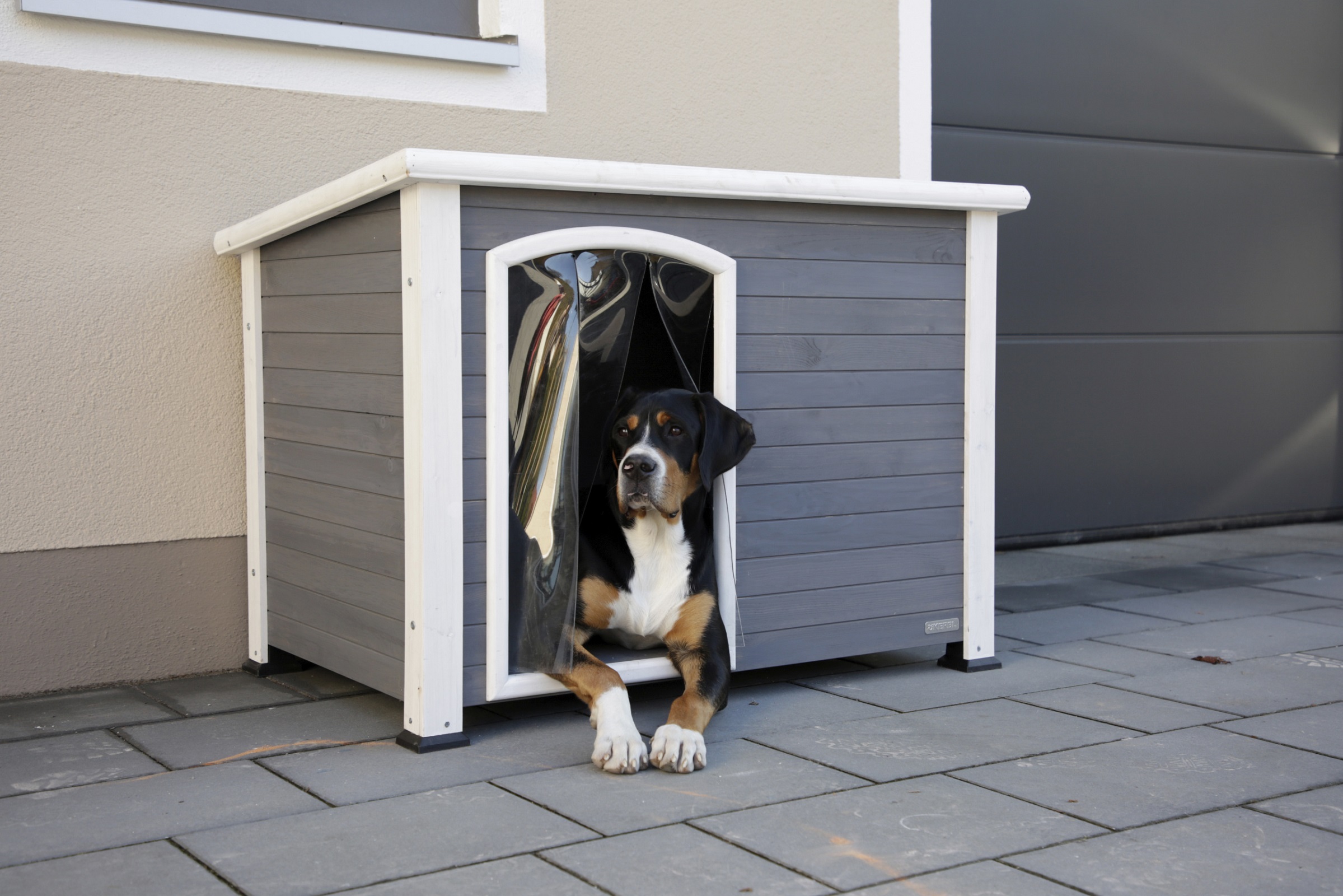 Kerbl Hundehütte "Kenny", 113 x 77 x 81 cm, weiß/grau