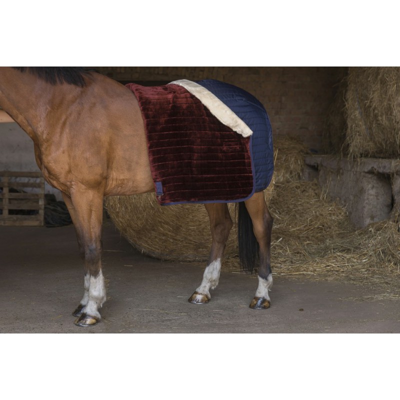 EQUITHÈME "Teddy", Stalldecke, mit synthetischem Lammfell-Futter, marineblau