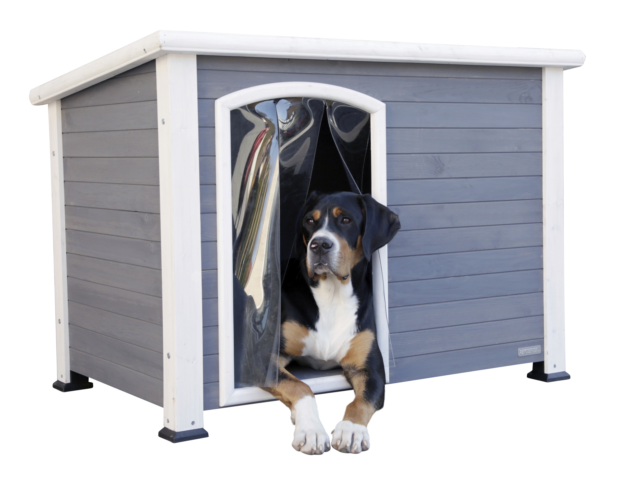 Kerbl Hundehütte "Kenny", 113 x 77 x 81 cm, weiß/grau