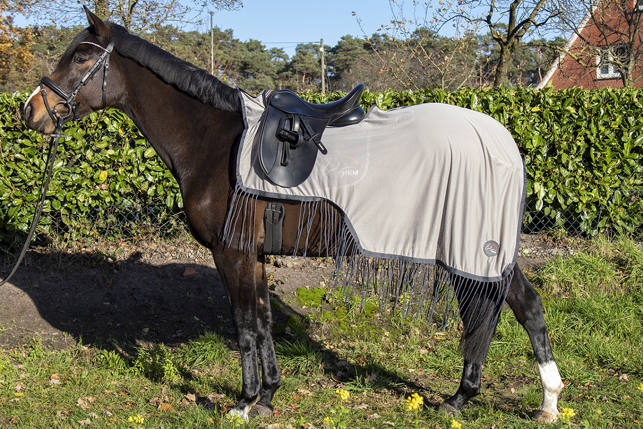 Fliegenausreitdecke "Fringes", silber/grau