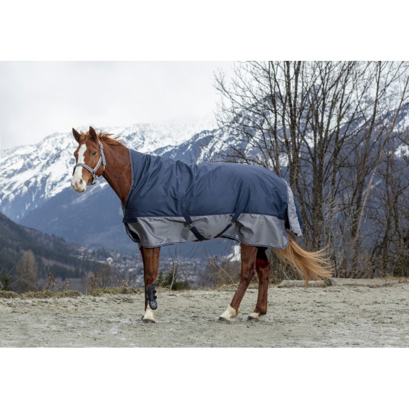 EQUITHÈME "TYREX 600D" High-Neck-Decke, 300g Füllung, Pferdedecke, marineblau/grau, Weidedecke