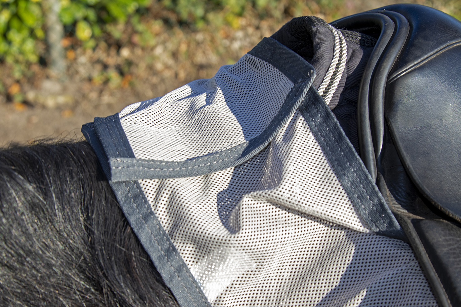 Fliegenausreitdecke "Fringes", silber/grau