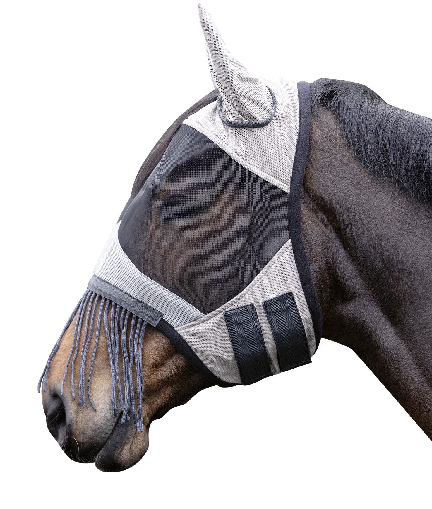 Fliegenschutzmaske "Fringes", silber/grau