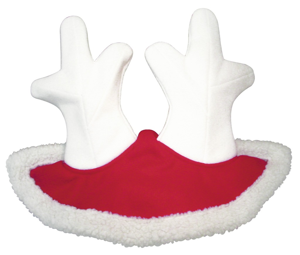 EQUITHEME Weihnachtsohrenhaube "Noel" Rentiergeweih, rot/weiß, Einheitsgröße