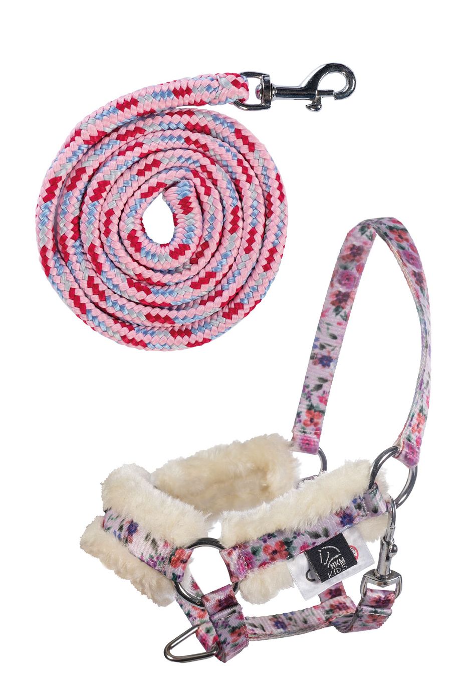 Halfter und Strick "Hobby Horsing", Einheitsgröße, Steckenpferdezubehör,rosa mit Blumenmuster,Sale