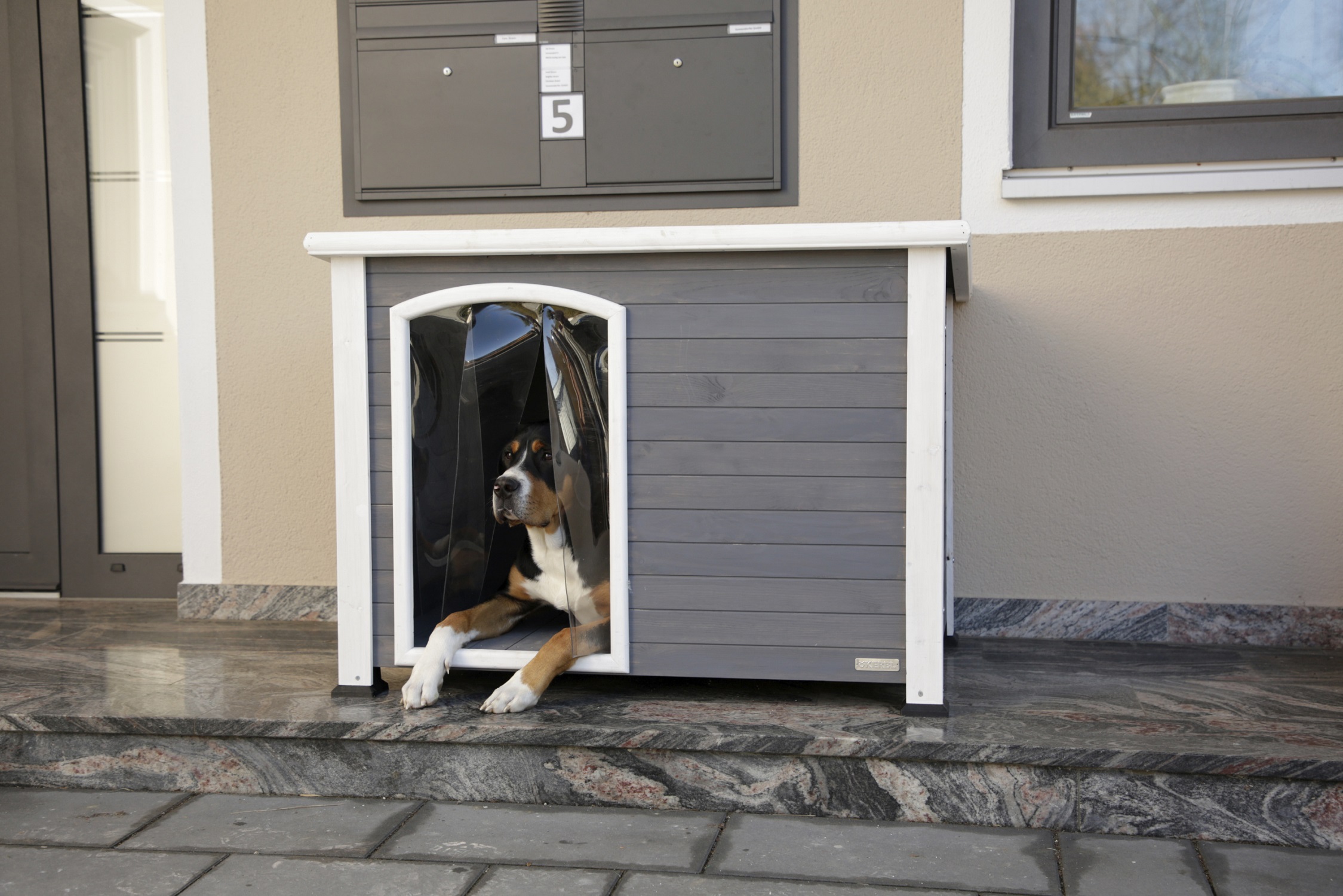 Kerbl Hundehütte "Kenny", 113 x 77 x 81 cm, weiß/grau