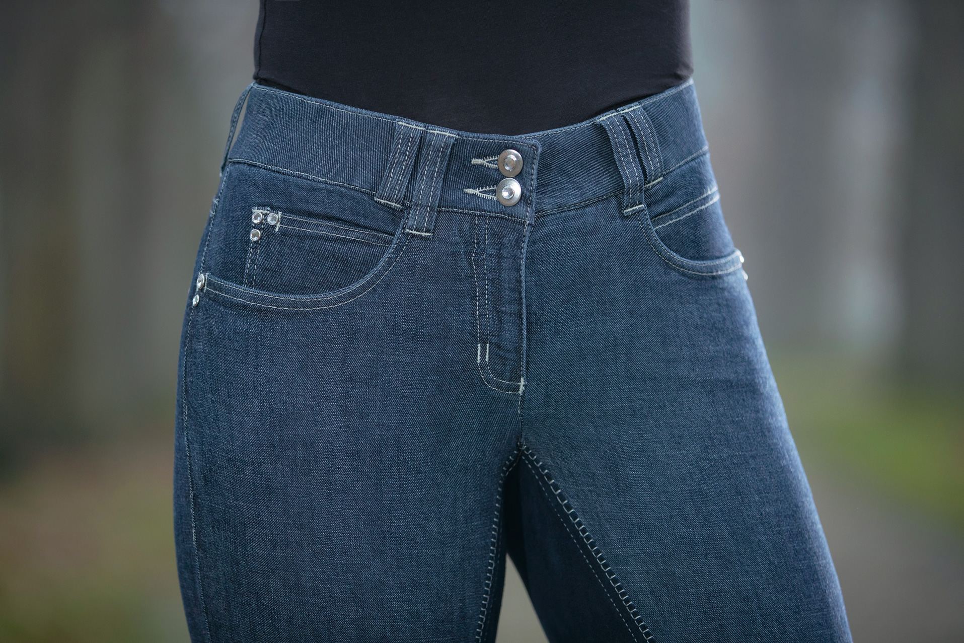 Jodhpur-Reithose "Miss Blink", Alos Wildlederimitat-Vollbesatz, Damen, jeansblau/dunkelblau