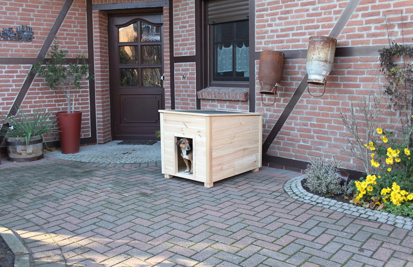 Pferdesport Hundehütte "Mary" natur Massivholz  108x74x80cm Hundehaus