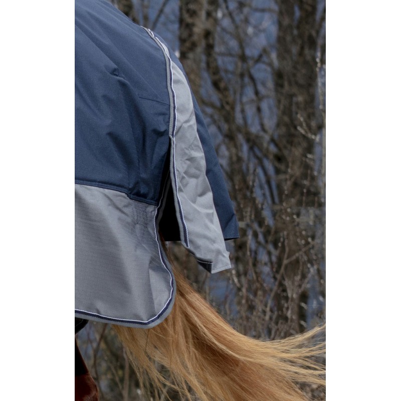 EQUITHÈME "TYREX 600D" High-Neck-Decke, 300g Füllung, Pferdedecke, marineblau/grau, Weidedecke