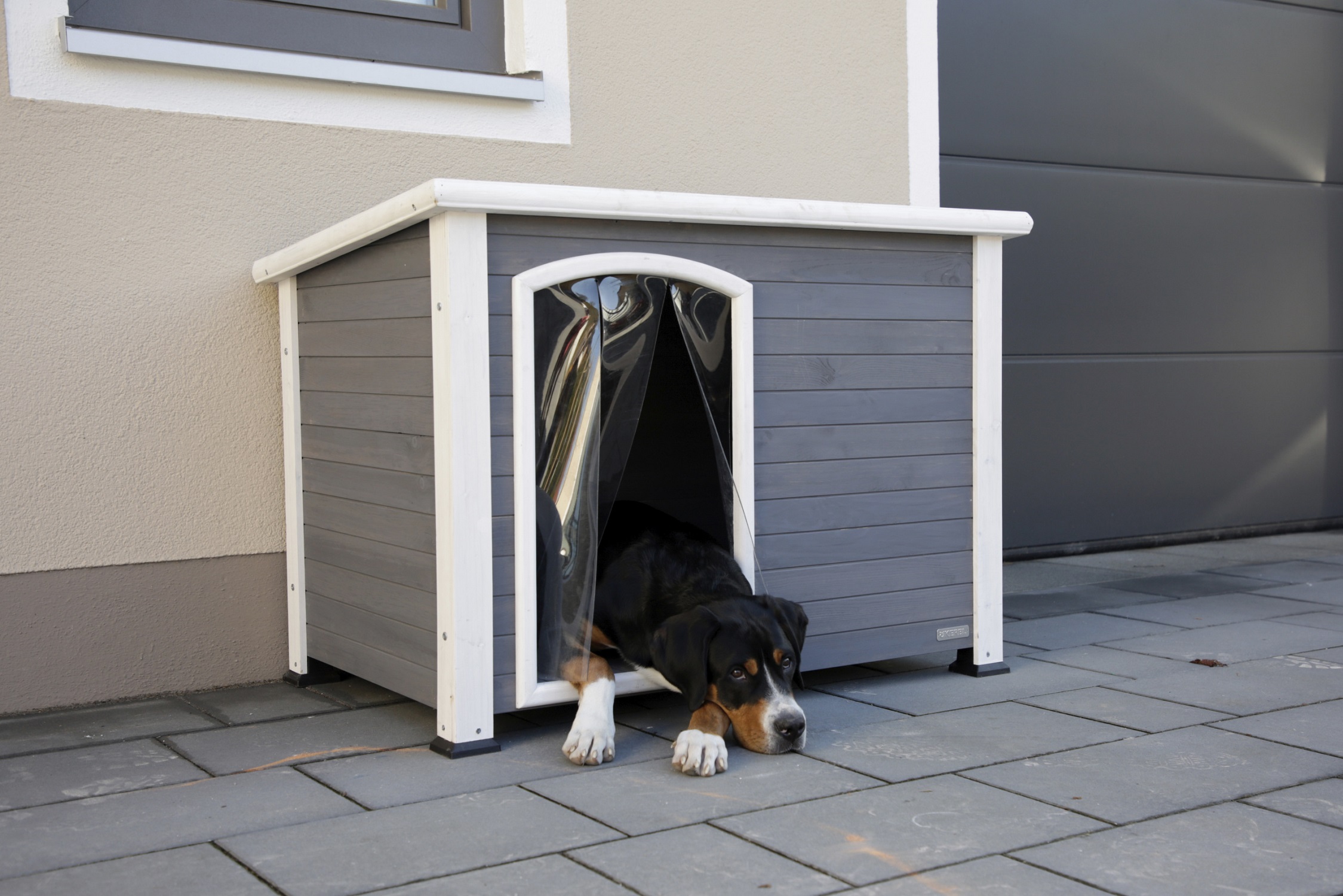 Kerbl Hundehütte "Kenny", 113 x 77 x 81 cm, weiß/grau