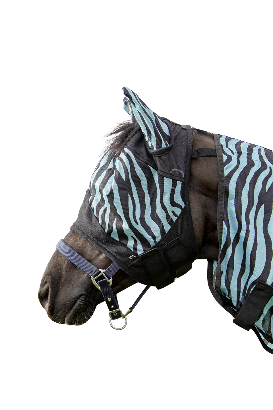 Fliegenschutzmaske "Zebra Aqua", aqua/schwarz