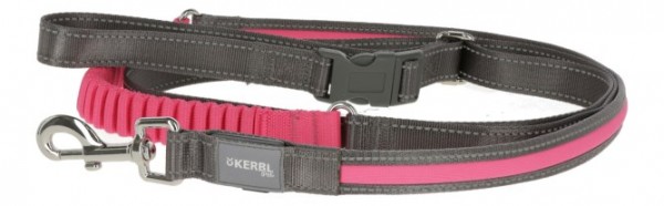 Kerbl Joggingleuchtleine Light &amp; Reflex grau / neon pink 25mm reflektierend