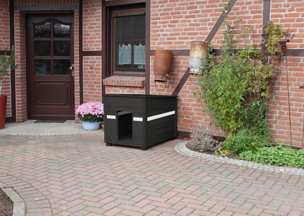 Pferdesport Hundehütte "Klara II" anthrazit weiß Massivholz 96x74x75cm Hundehaus