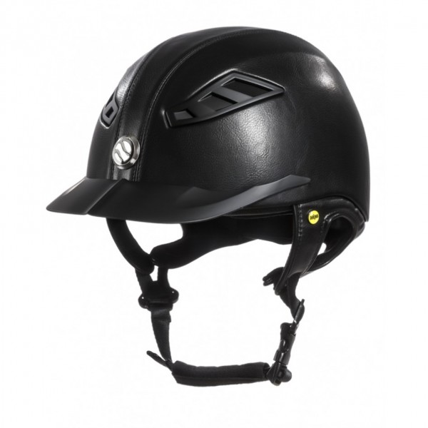 Back on Track Reithelm "EQ3 Lynx PU Leder", schwarz, Leder