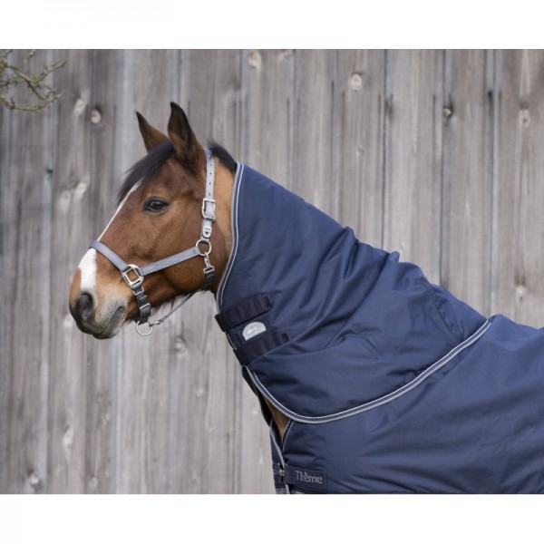 EQUITHÈME „TYREX 600 D“ Halsteil, marineblau/grau, 0g Füllung, Warmblutgröße,Sale